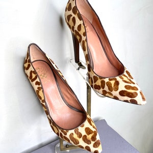 Vince Camuto LEOPARD Print Pony Fur Shoes / Pin Up High Heels / SEX KITTEN Heel size 8.5 image 5