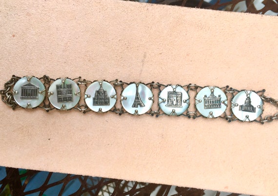 Vintage 1950's MONUMENTS Bracelet, Silver FILIGRE… - image 8