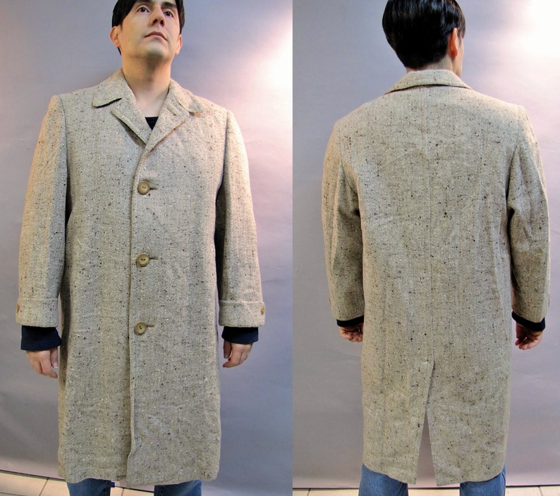 1940's Men's SLUB Coat, IMPORTED Wool TWEED Jacket, Flecked Overcoat ...