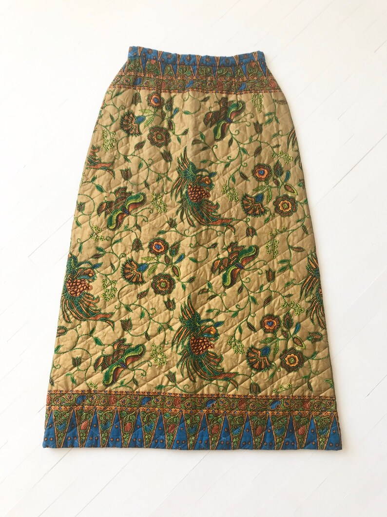 1970's Quilted Botanical Print Maxi Skirt image 3
