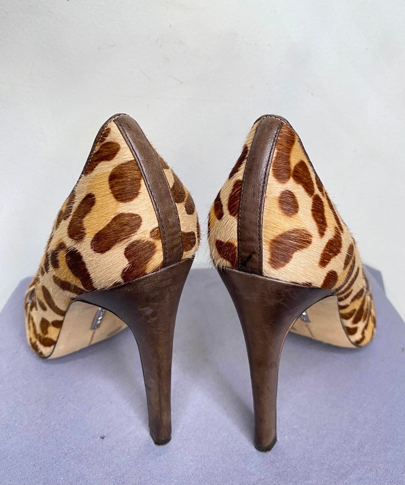Vince Camuto LEOPARD Print Pony Fur Shoes / Pin Up High Heels / SEX KITTEN Heel size 8.5 image 7