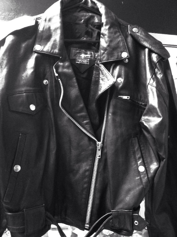 Vintage 1980's BIKER Leather, Men's or Ladies, Genuine Black