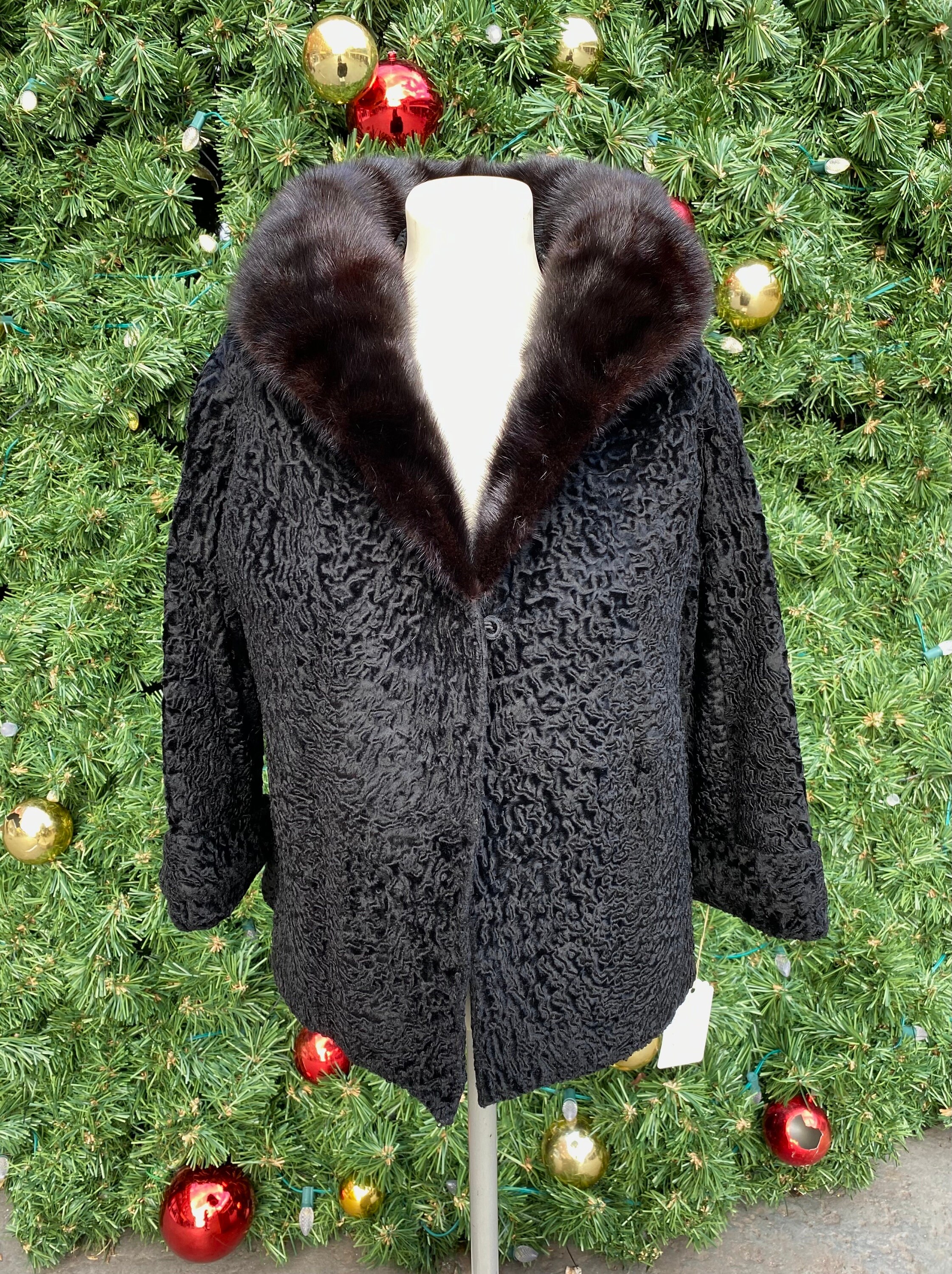 LOUIS VUITTON Tweed Mink fur Coat 38 Authentic Women Used from Japan