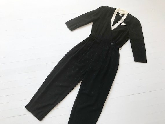 1980's Black + White Jacquard Jumpsuit
