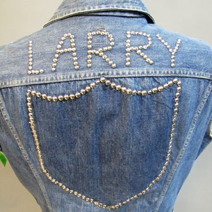 Rufen Sie LARRY!! Herren Vintage Lee DENIM Rockstar Weste mit Gold STUDDED Larry Größe 44-46
