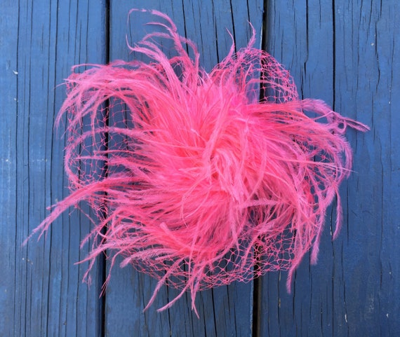 Great 1960's Hot Pink OSTRICH FEATHER Fascinator,