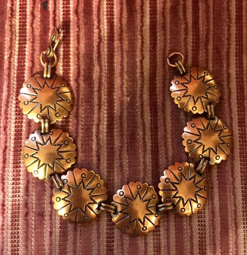 MID CENTURY Modern Copper 1960/'s Vintage COPPER Bracelet Link Bracelet with Star Motif