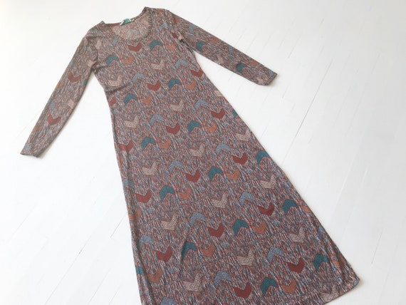 1970s Huk-A-Poo Printed Maxi Dress