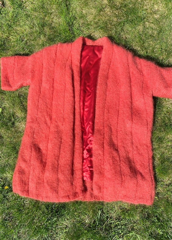 Vintage Salmon Mohair Cardigan Sweater, size M-L - image 3