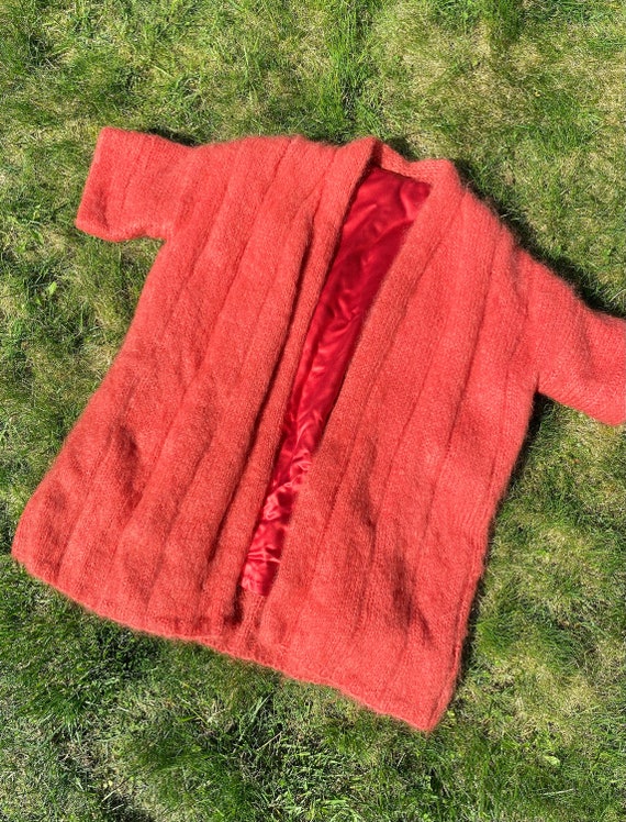 Vintage Salmon Mohair Cardigan Sweater, size M-L - image 1