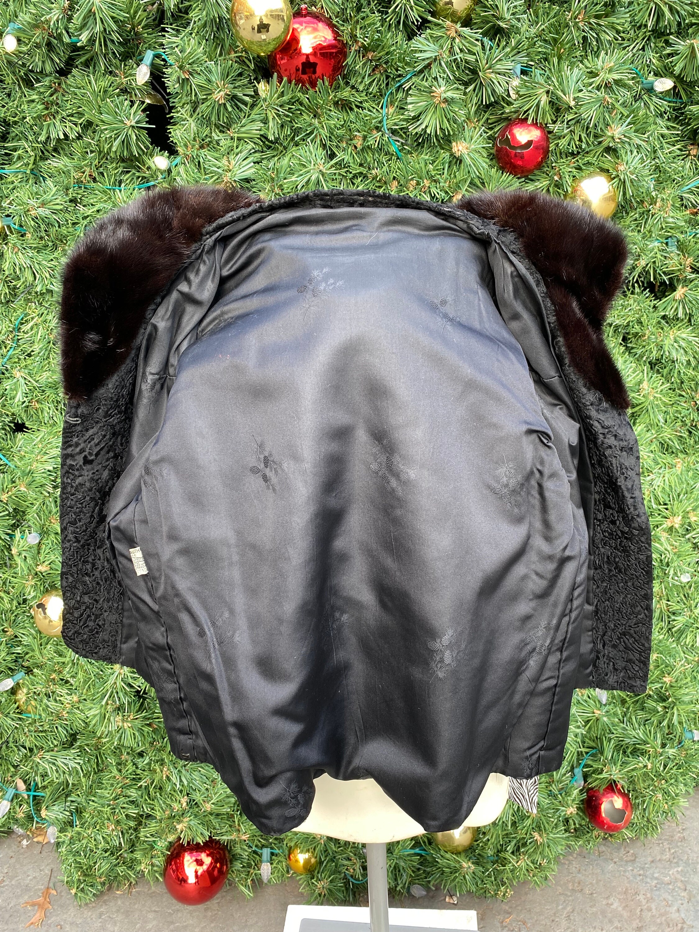 Real Vintage 1950's Broadtail PERSIAN Lamb With Mink Fur Jacket