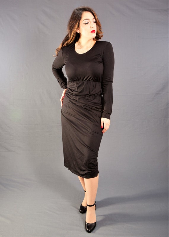 High End Designer 90's Deadstock Vintage Dress / HELMUT LANG Dress with side Ruching