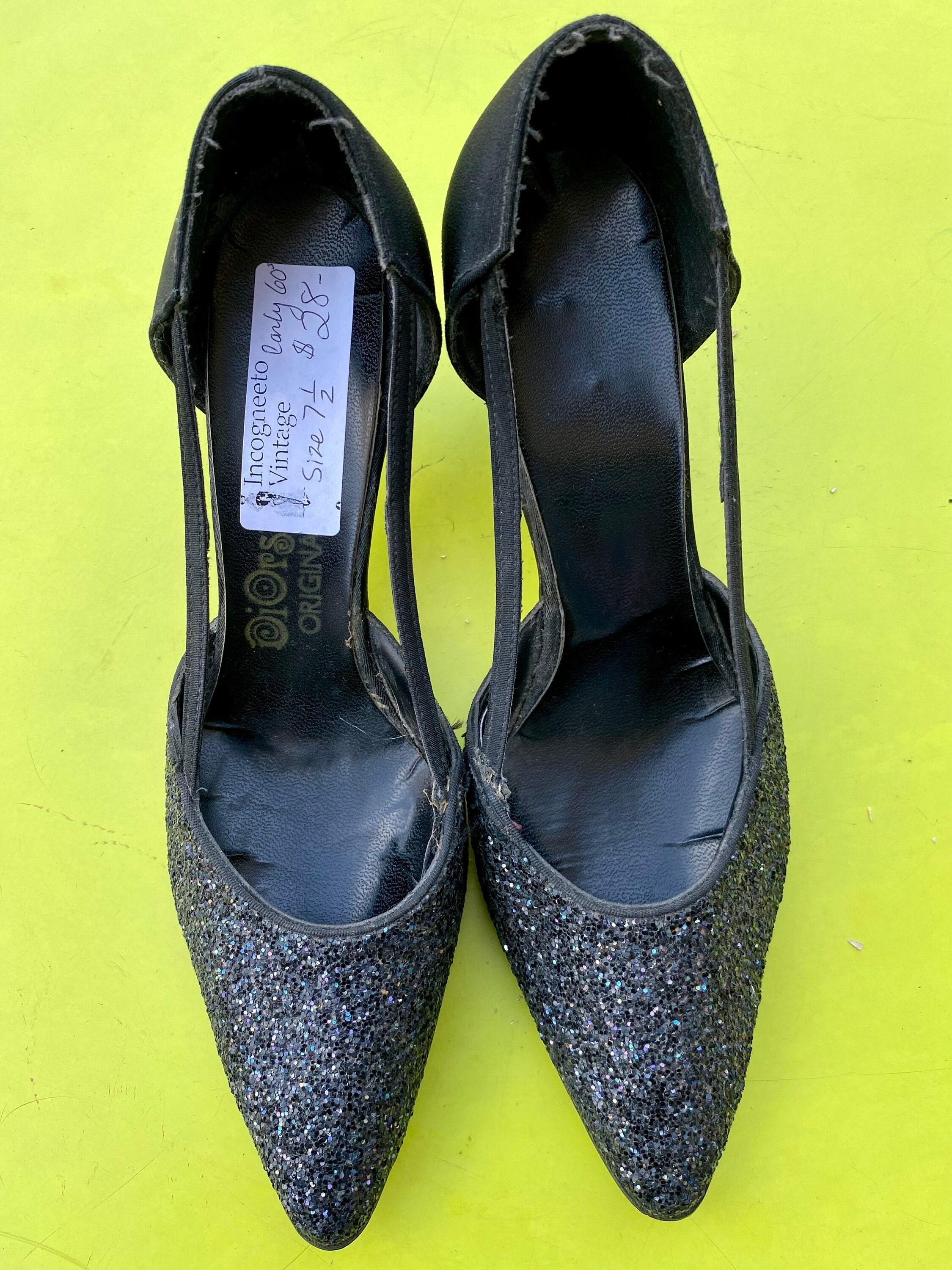 Black Glitter Texture Platform Heels | Shoes | PrettyLittleThing IRE