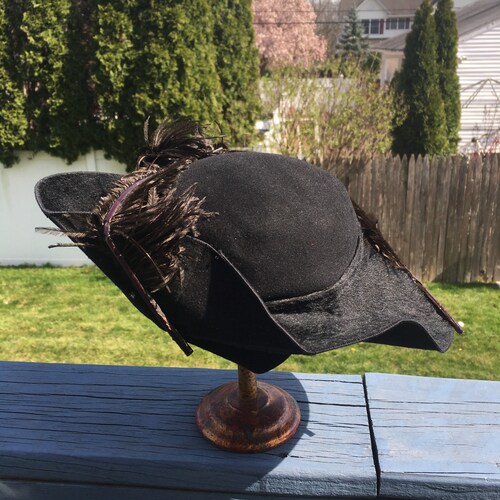Late 30s/ shops Early 1940's BEAVER Fur Hat, Vintage 40s Ladies FEDORA Hat, Wool & FEATHERS