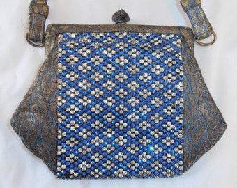 Art Deco Vintage 1920's Beaded, RHINESTONE Purse, FLAPPER Evening Bag
