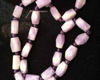 Hand Cut Early 30's, Vintage GENUINE AMETHYST Beaded Necklace, Real Stone Beads