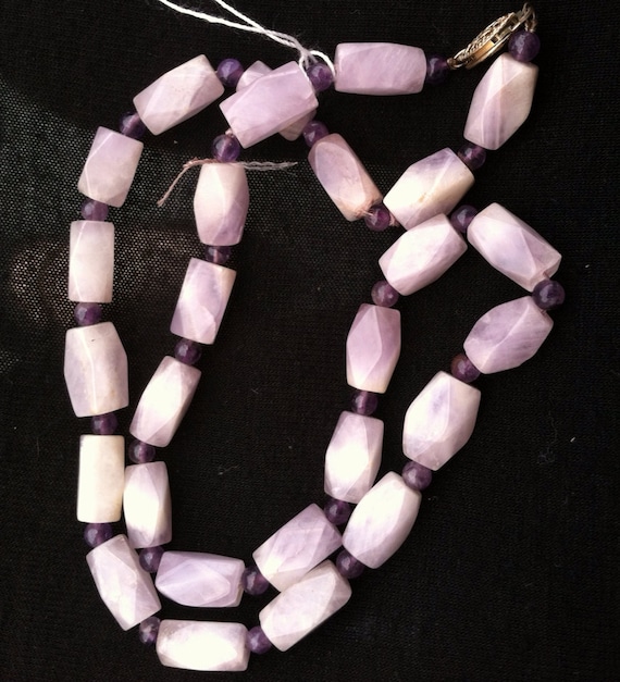 Hand Cut Early 30's, Vintage GENUINE AMETHYST Beaded Necklace, Real Stone Beads