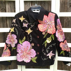 90s Floral SEQUINS Jacket, size Medium
