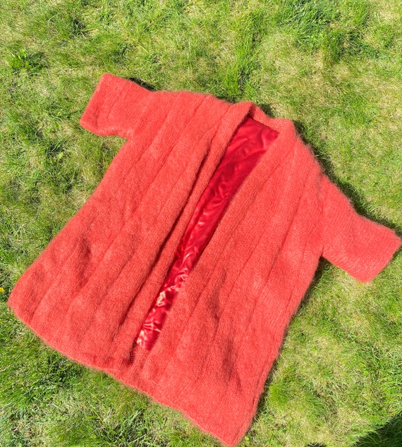 Vintage Salmon Mohair Cardigan Sweater, size M-L - image 7