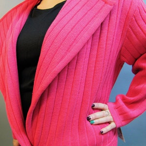 Deadstock UNGARO SWEATER, NOS 1980s Pink Designer Cardigan image 2