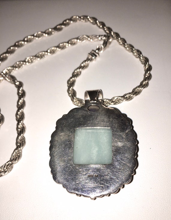 Turquoise 1980's Sterling Silver Necklace with SE… - image 5