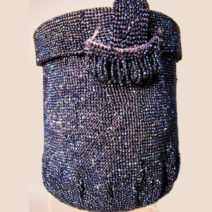 1940&#39;s CARNIVAL Glass BEADED Box Bag, Rockabilly 40s Purse