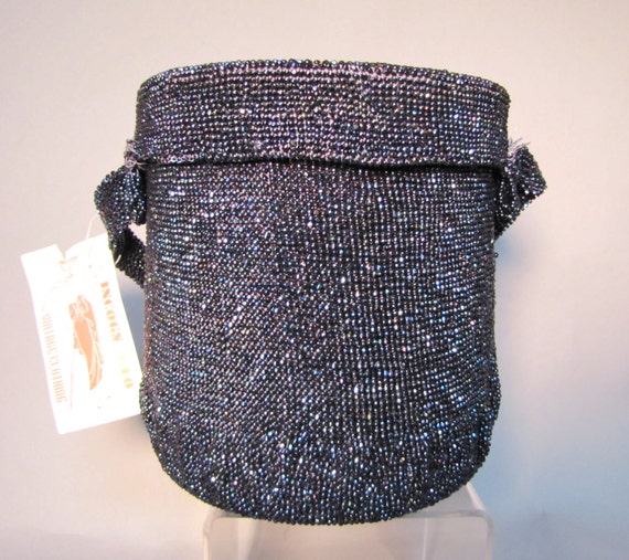 1940's CARNIVAL Glass BEADED Box Bag, Rockabilly … - image 4