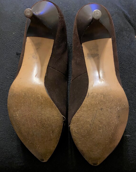 50's / 60's Brown SUEDE High Heel Stilettoes, w/ … - image 5