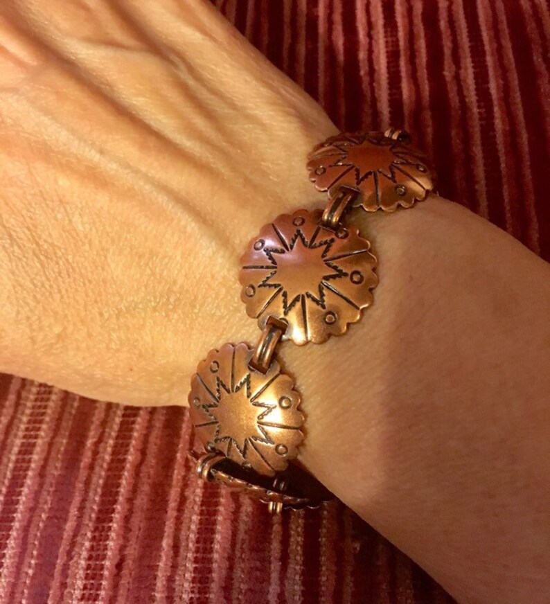 MID CENTURY Modern Copper 1960/'s Vintage COPPER Bracelet Link Bracelet with Star Motif