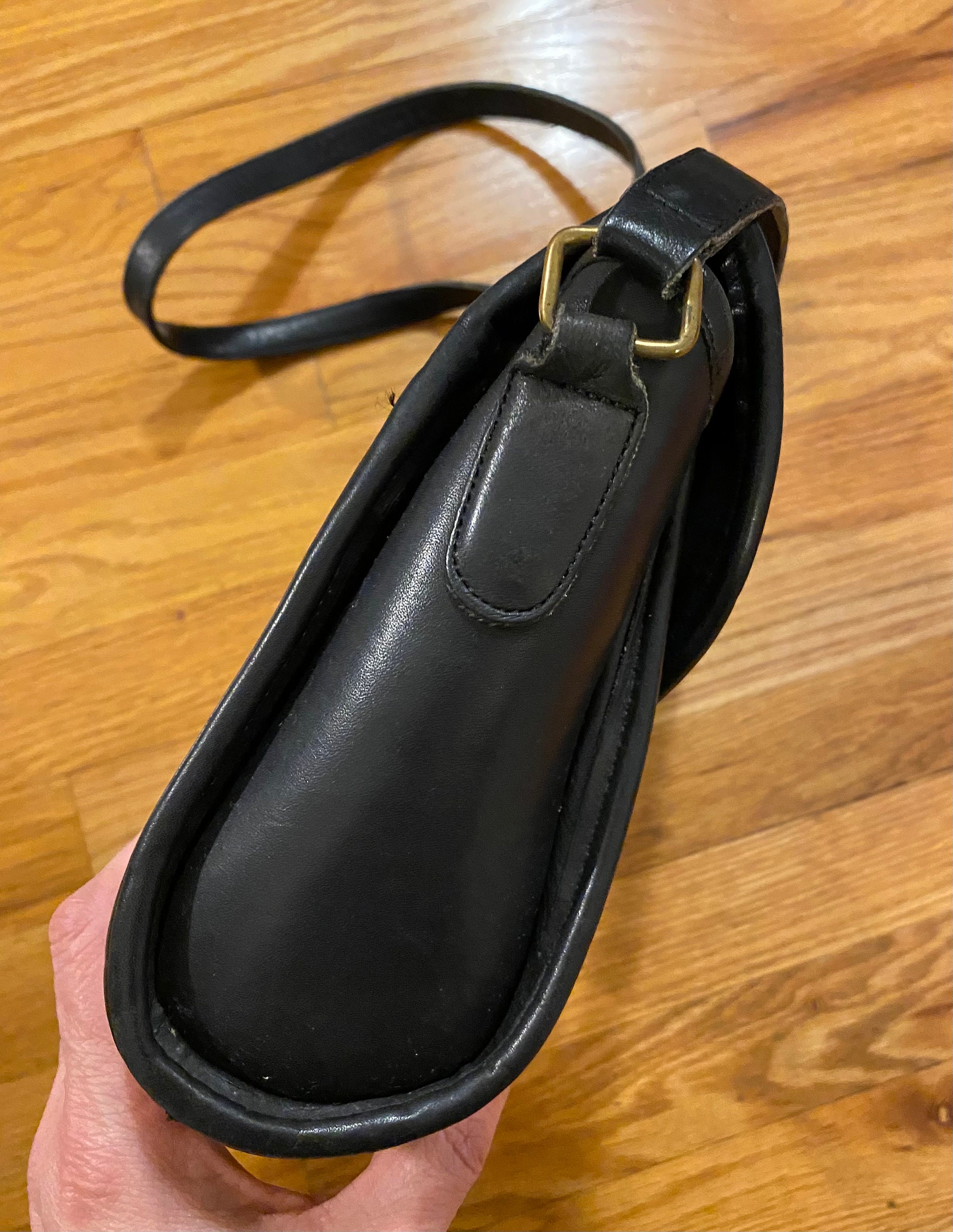 RARE 1970's Vintage COACH Black Leather Purse, 70s DESIGNER