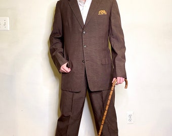 Fab 1950's Brown 3 Button Suit, size 40-42