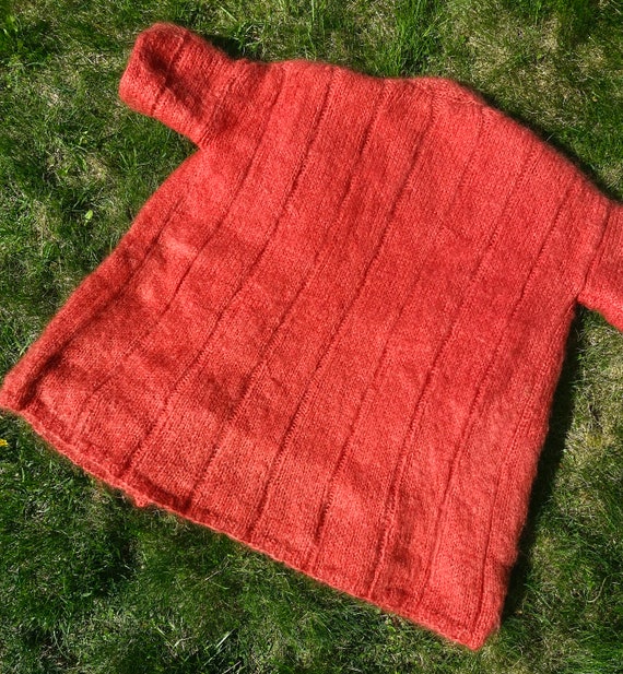 Vintage Salmon Mohair Cardigan Sweater, size M-L - image 5