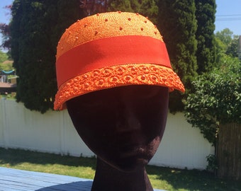 50’s 60's Sally Victor Straw TOQUE Hat / 20s Cloche Style Hat