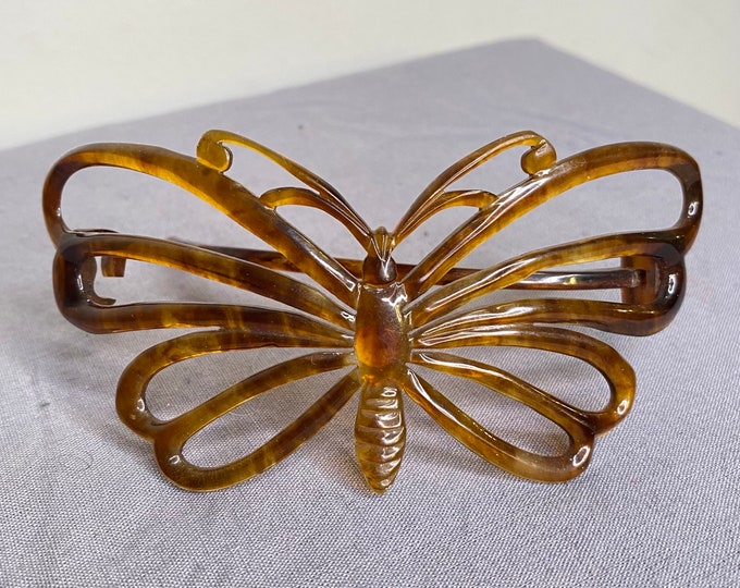 Vintage 1970's Brown PLASTIC BUTTERFLY Hair Clip, 70s Hair Barrette Etsy