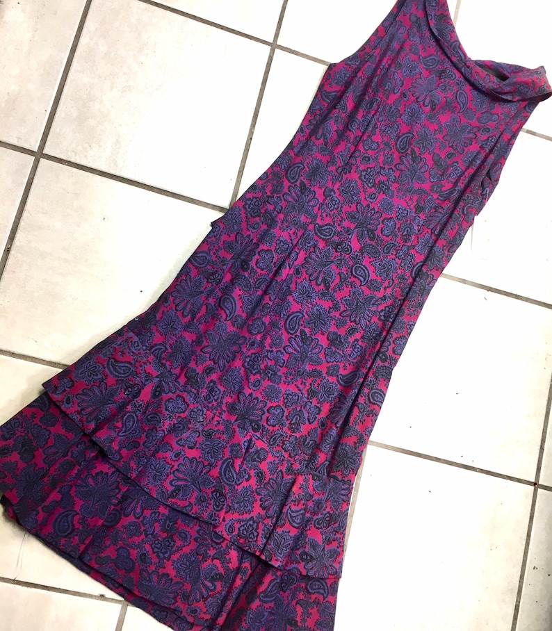 Late 50s / 60's Purple PAISLEY Dress, size S image 1