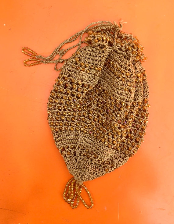 1920's Beaded Bag, Antique RETICULE Pouch Purse - image 4