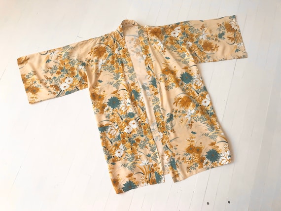 Vintage Japanese Rayon Floral Print Robe
