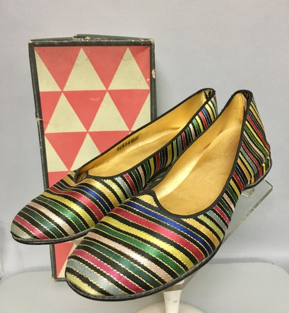 Striped Daniel Green 1960's Evening SLIPPERS, Rock