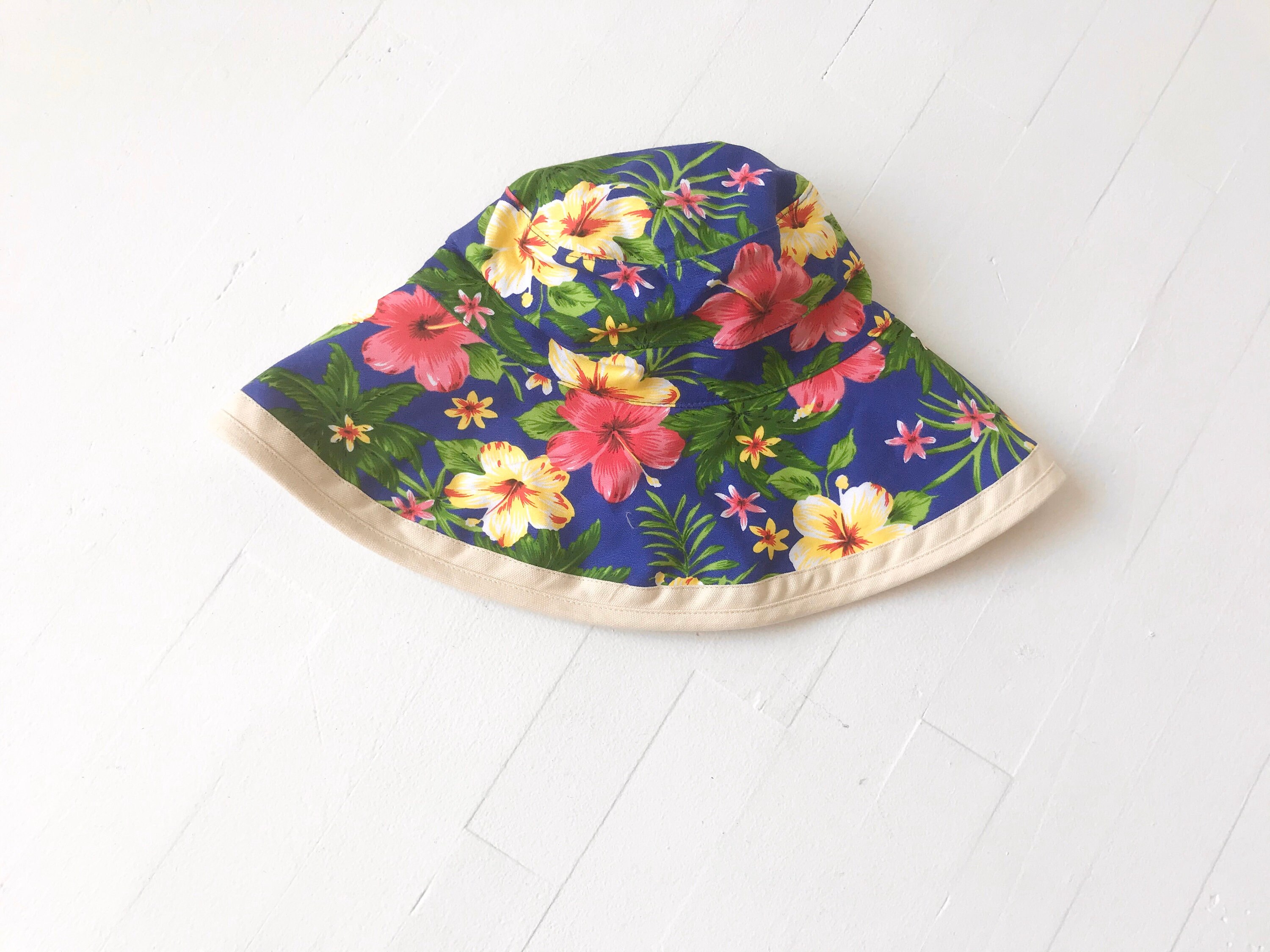 1990's Blue Tropical Print Drawstring 