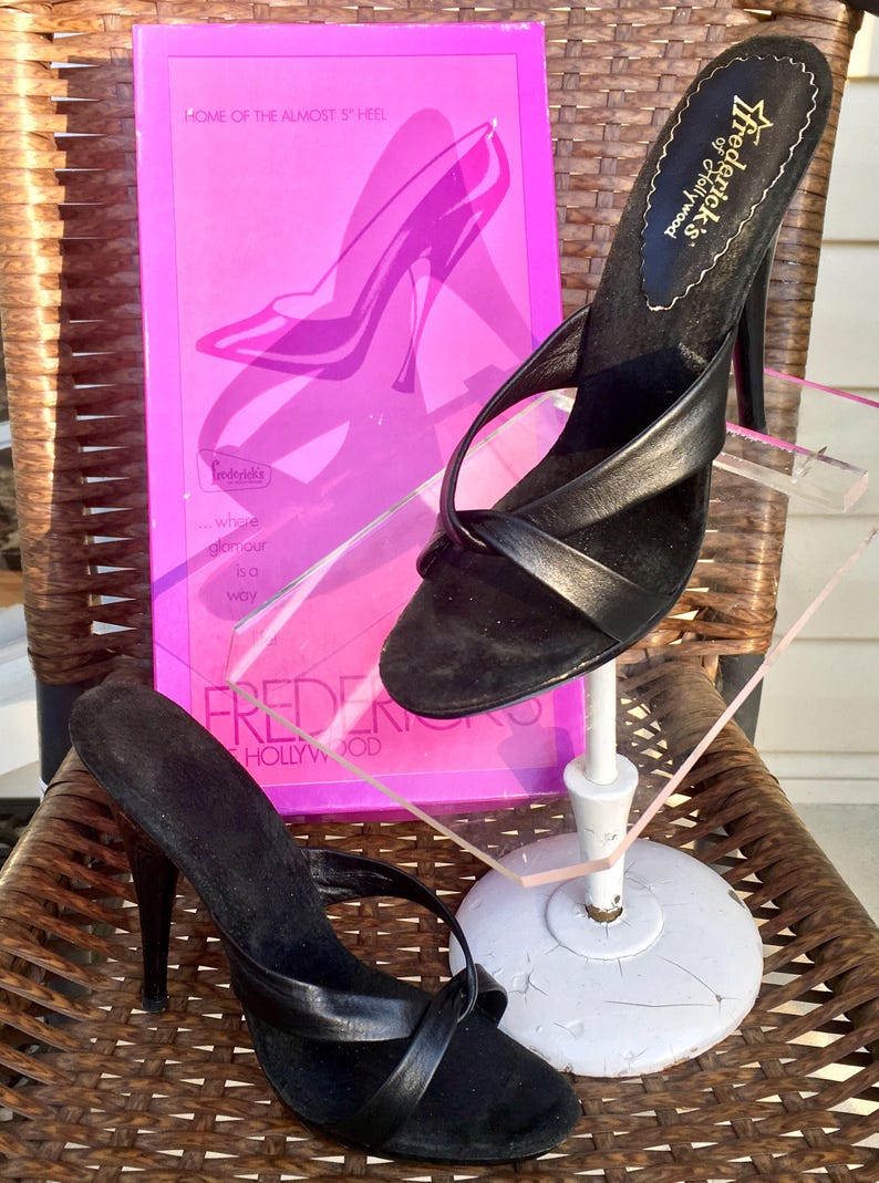 Fredericks of Hollywood SEXY Black LEATHER High Heels