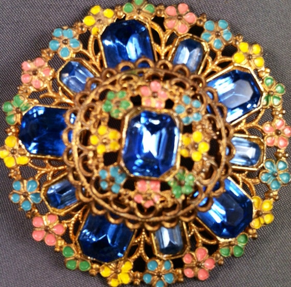 ANTIQUE 1930's Gold Gilt FILIGREE Brooch / Gorgeo… - image 4