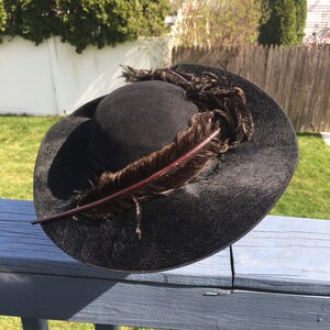 Late 30s/ Early 1940's BEAVER Fur Hat, Vintage 40s Ladies FEDORA Hat, Wool & FEATHERS image 2