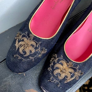1960&#39;s Vintage Taj Tajerie Kitten Heel Evening Shoes, size 6 1/2