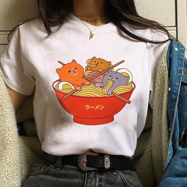 Kawaii Noodle Cats Shirt -kawaii shirt,aesthetic shirt,kawaii clothing,kawaii clothes,japanese tshirt,aesthetic clothing,harajuku shirt