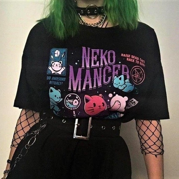 Neko Mancer Shirt -goth shirt,goth clothing,gothic shirt,pastel goth shirt,kawaii shirt,aesthetic shirt,kawaii clothing,neko mancer tshirt