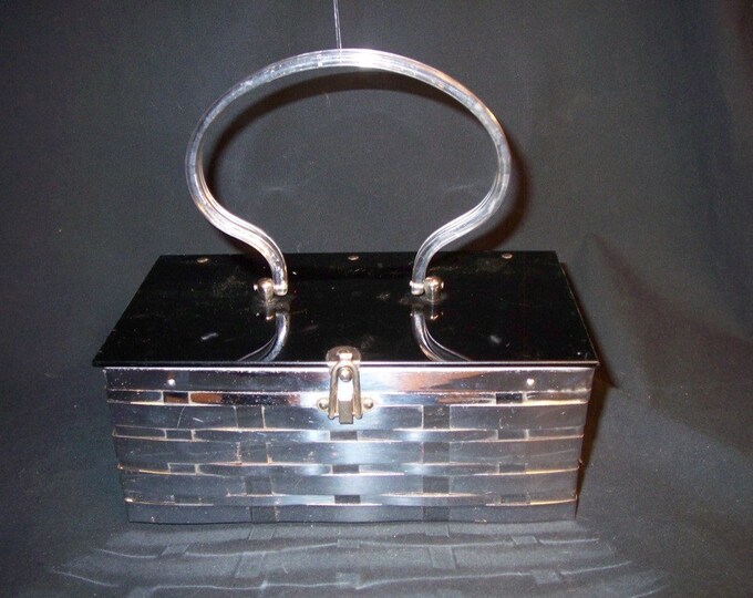 Vintage Silver Metal Basket Weave Box Purse Handbag Etsy