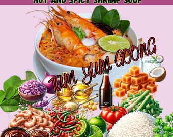 Cooking book Thai food, Tom Yum Kung Recipe, Traditional Thai Food Cookbook, Digital PDF Download, Home Cooking Guide