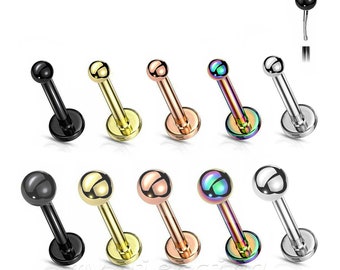 1pc. Push in Ball Top PVD 316L Surgical Steel Labret Ear Tragus Cartilage Helix Stud 20G 18G