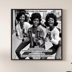 60&#39;s Inner-City Memories | Black Women Art Print| African American Art | Afro Art | Black Art | Afrocentric Wall Print | Digital Download