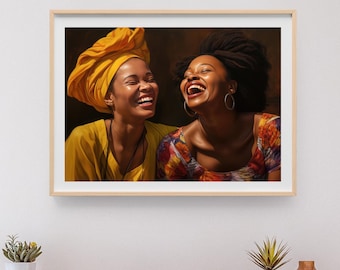 Sisters | Black Family Art Black Women Black History Month Juneteenth Wall Print African American Art Housewarming Gift Digital Download